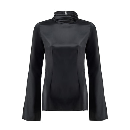 Silk Pleated Neck Top