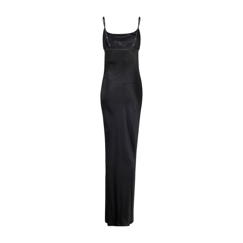 Silk Bias Maxi Dress Black