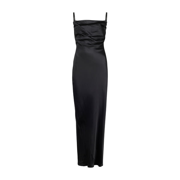 Silk Bias Maxi Dress Black