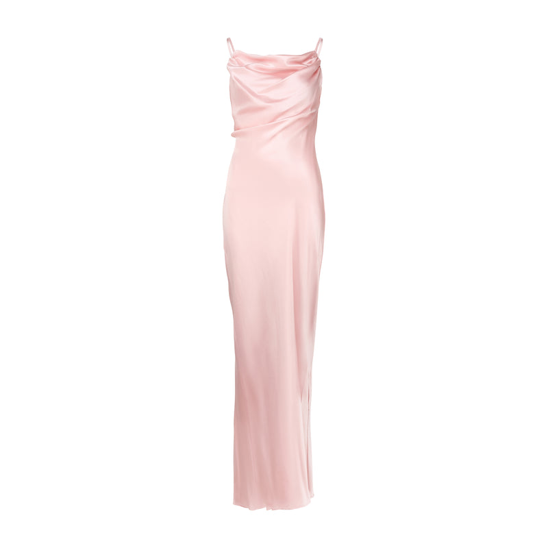 Silk Bias Maxi Dress Pink