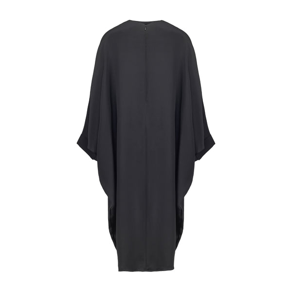 Silk Sandwash Drape Dress Black