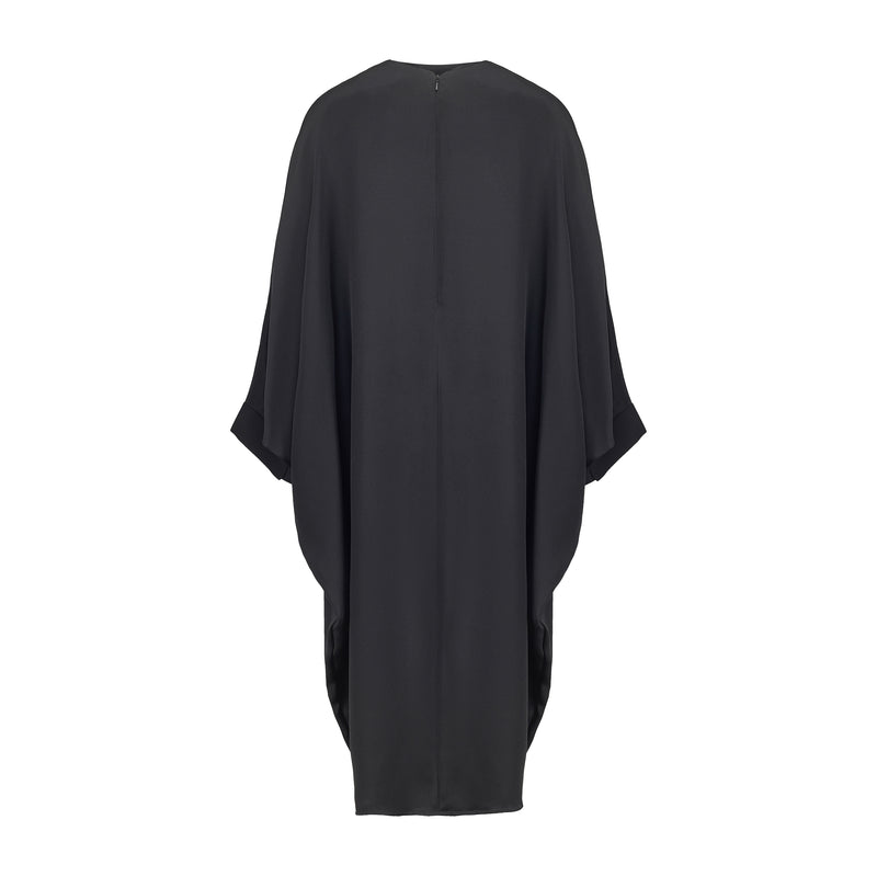 Silk Sandwash Drape Dress Black