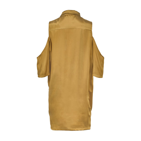 Silk Shirt Dress Olive