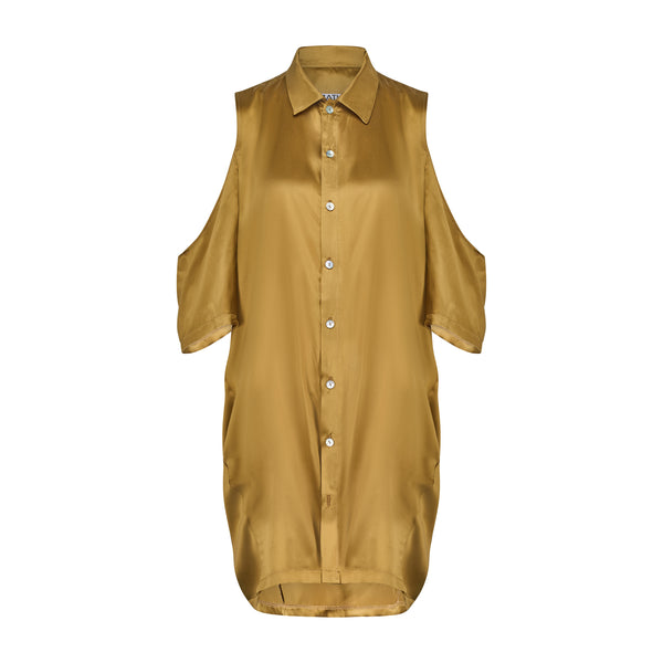 Silk Shirt Dress Olive