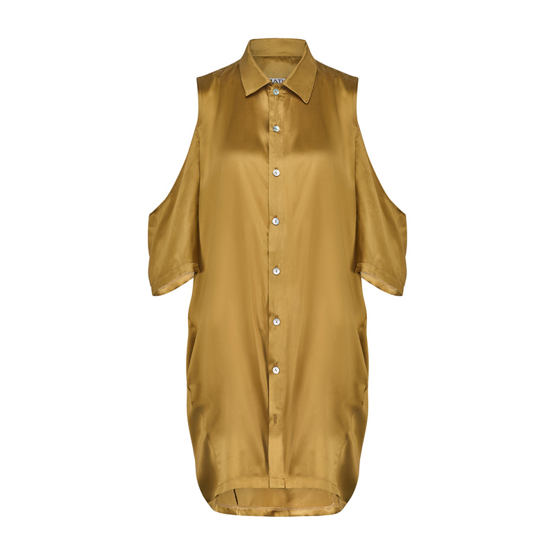 Silk Shirt Dress Olive