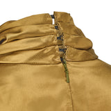 Silk Pleated Neck Top Olive