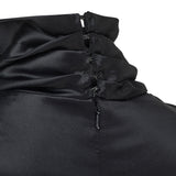 Silk Pleated Neck Top Black